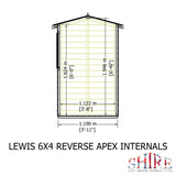 Lewis 6x4 Reverse Apex Style D Garden Shed Single Door 12mm T&G