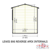 Lewis 8x6 SD Reverse Apex Style D Garden Shed 12mm Shiplap T&G