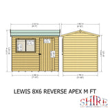 Lewis 8x6 SD Reverse Apex Style C Garden Shed 12mm Shiplap T&G