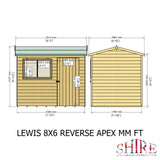 Lewis 8x6 SD Reverse Apex Style C Garden Shed 12mm Shiplap T&G