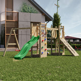 Climbing frame Maxi Fun featuring double Tower, Bridge,  swings climbing walls and slide