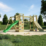 Climbing frame Maxi Fun featuring double Tower, Bridge,  swings climbing walls and slide
