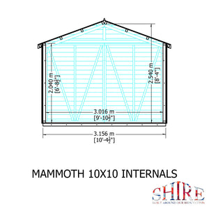Mammoth 10x10 Double Door 12mm Shiplap Garden Shed