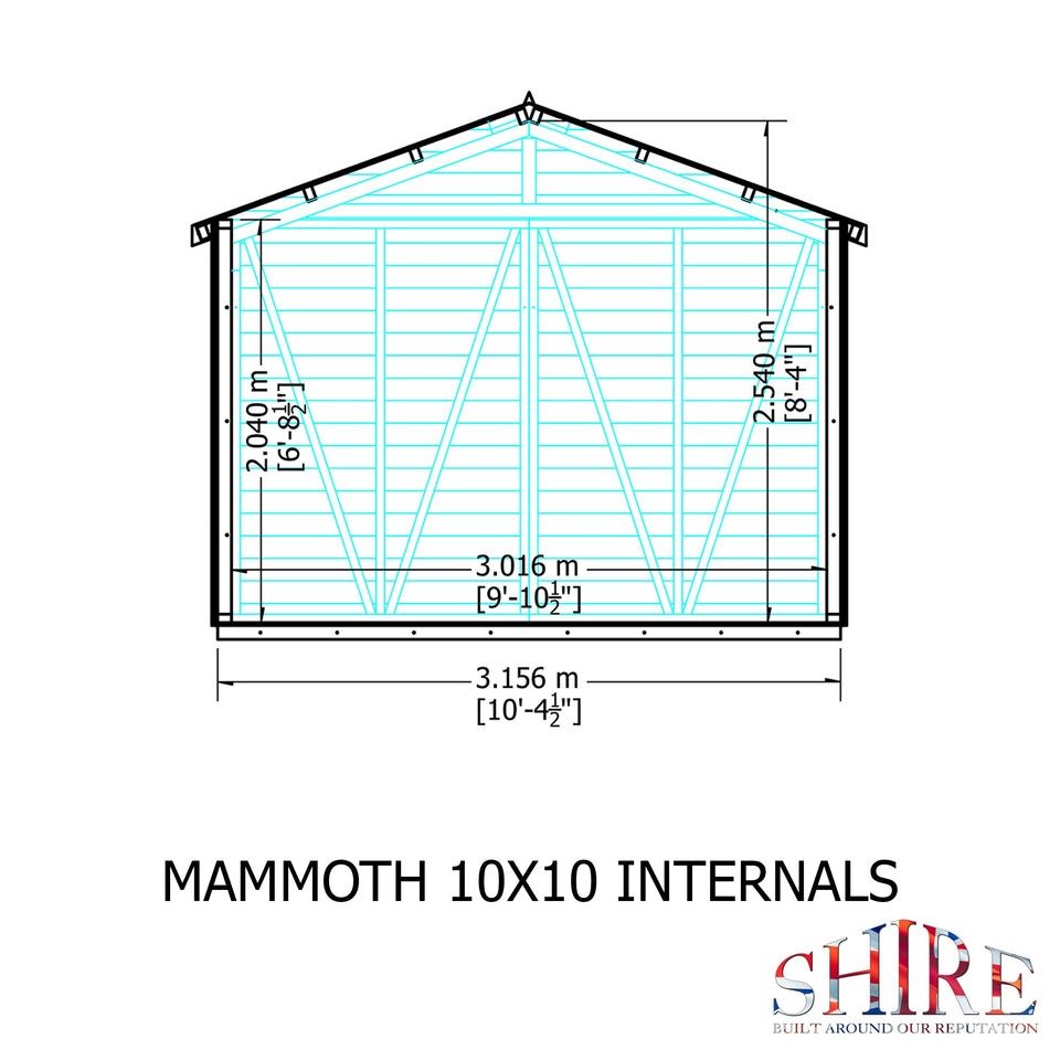Mammoth 10x10 Double Door 12mm Shiplap Garden Shed