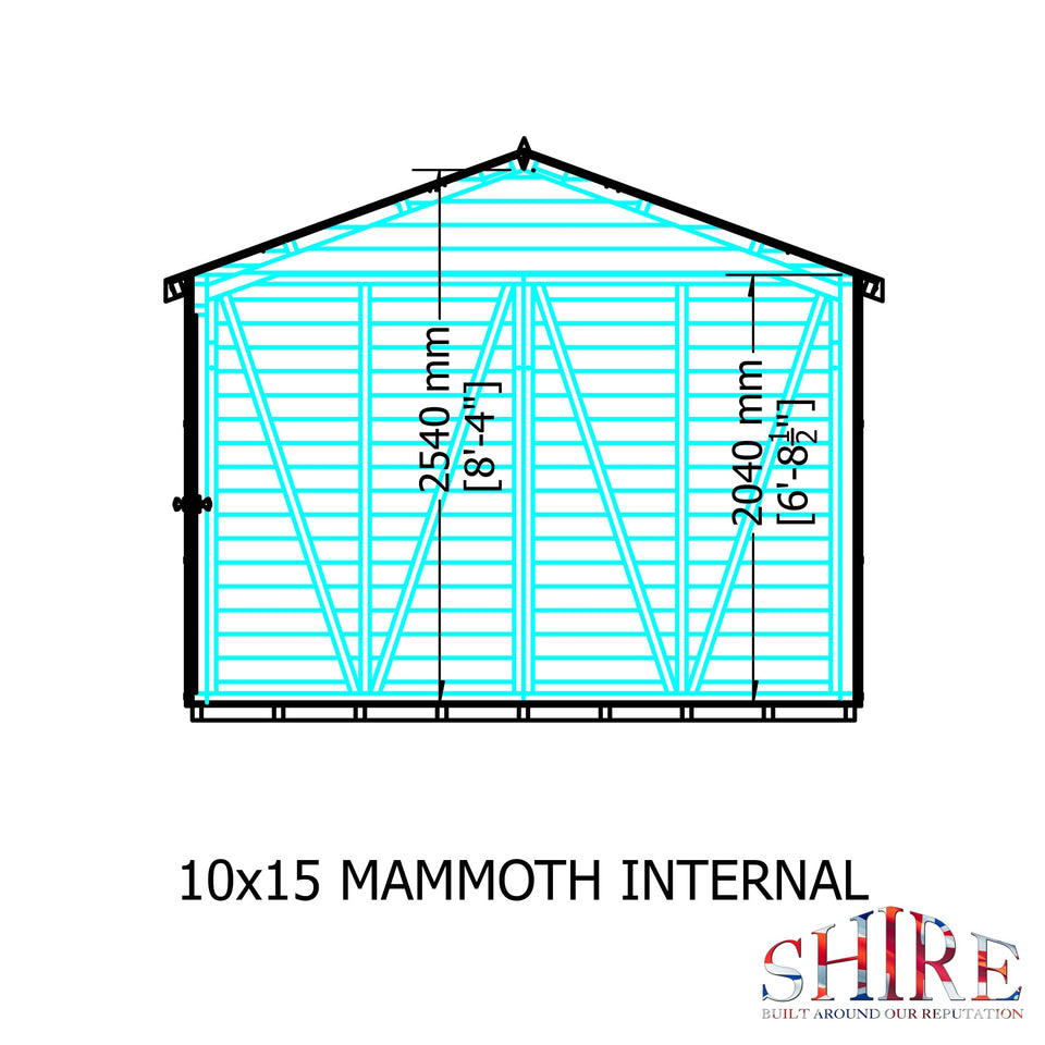 Mammoth 10x15 Double Door 12mm Shiplap Garden Shed