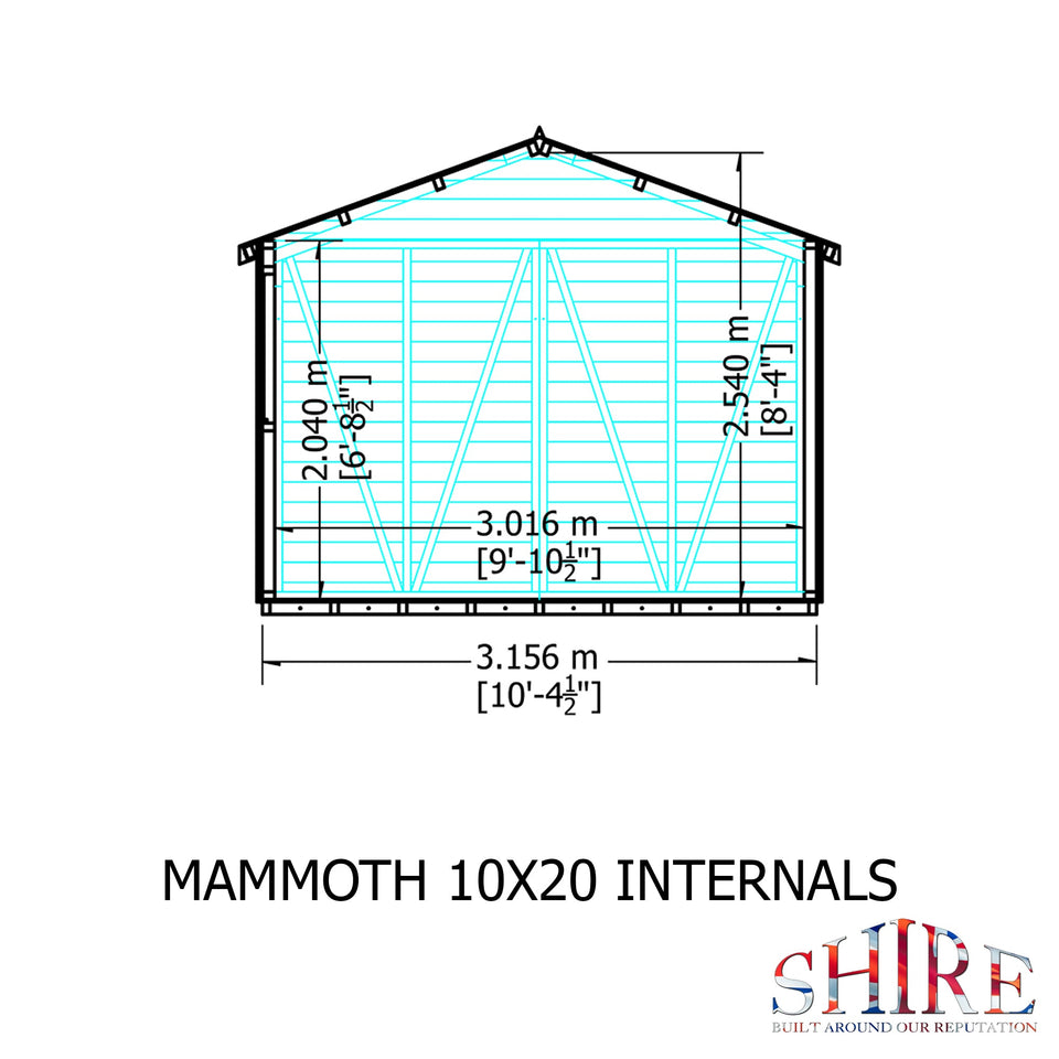 Mammoth 10x20 Double Door 12mm Shiplap Garden Shed