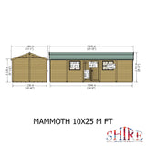 Mammoth 10x25 Double Door 12mm Shiplap Garden Shed
