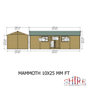 Mammoth 10x25 Double Door 12mm Shiplap Garden Shed