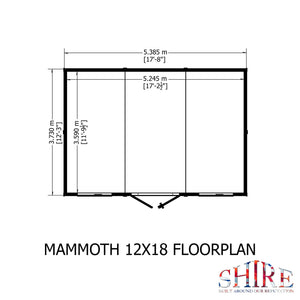 Mammoth 12x18 Double Door 12mm Shiplap Garden Shed