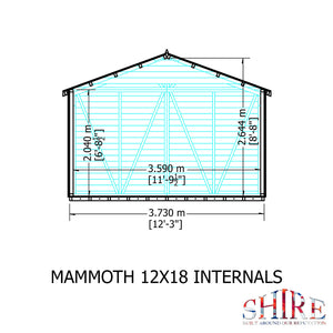 Mammoth 12x18 Double Door 12mm Shiplap Garden Shed