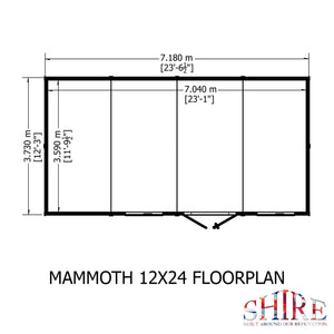 Mammoth 12x18 Double Door 12mm Shiplap Garden Shed