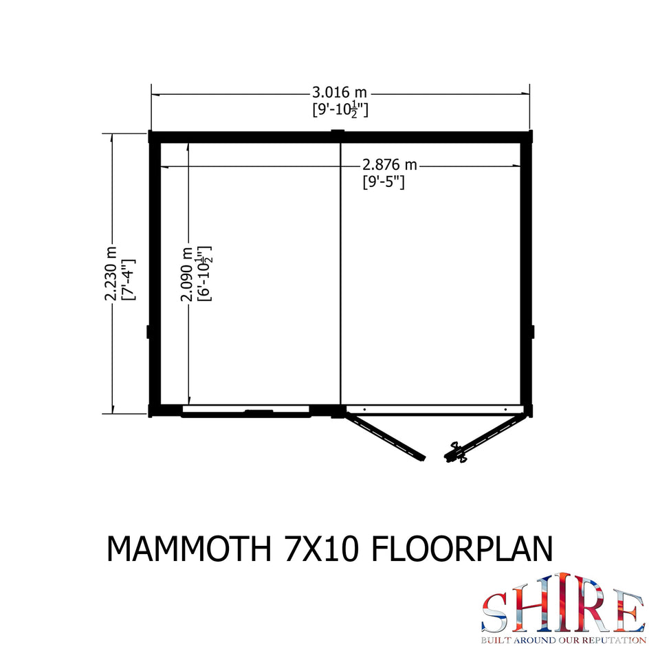 Mammoth 10x7 Single Door 12mm Shiplap Garden Shed