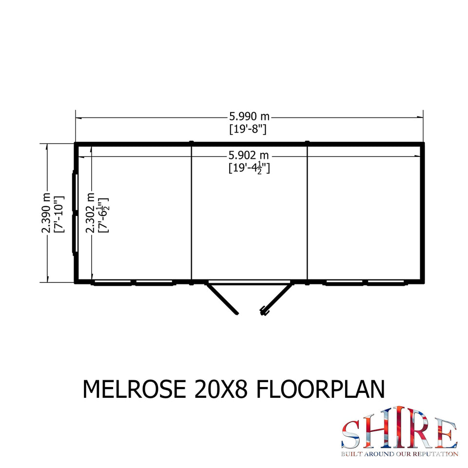 20x8 insulated Garden Studio Office with double doors