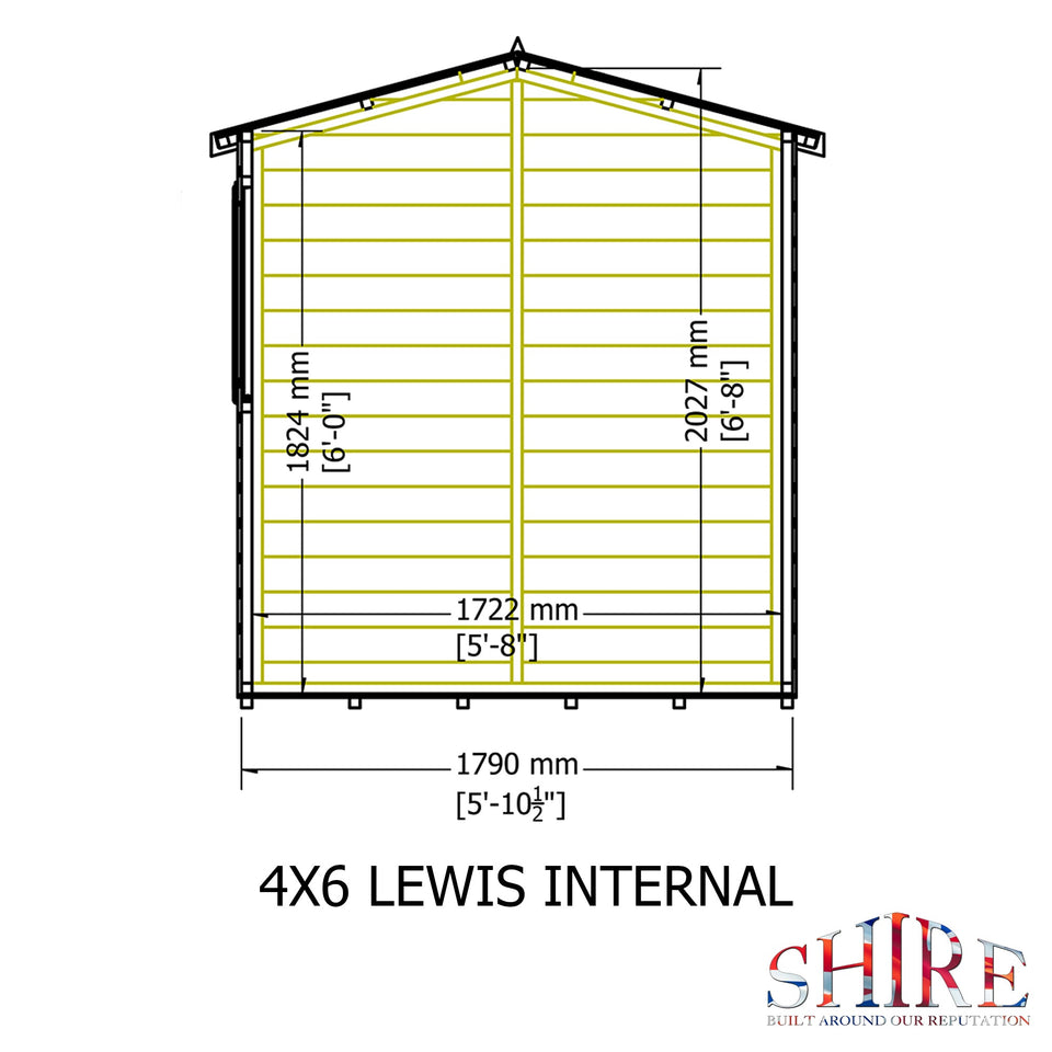 Lewis 4x6 Garden Shed Double Doors 12mm Shiplap T&G