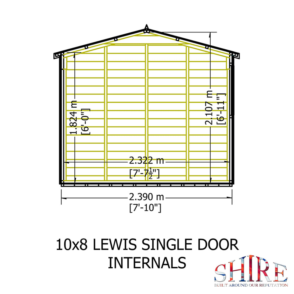 Lewis 10x8 Garden Shed 12mm Shiplap T&G