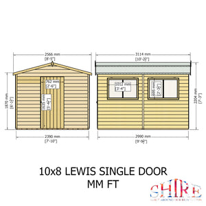Lewis 10x8 Garden Shed 12mm Shiplap T&G
