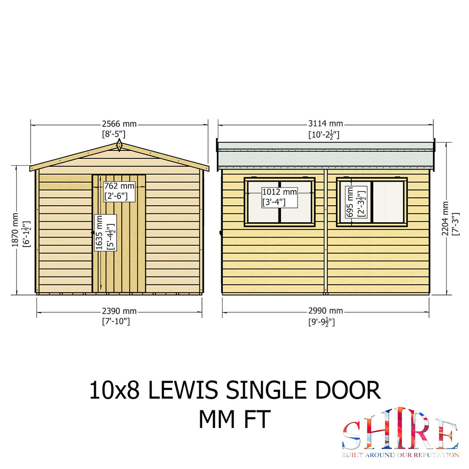 Lewis 10x8 Garden Shed 12mm Shiplap T&G
