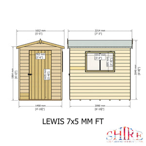 Lewis 7x5 Garden Shed 12mm Shiplap T&G