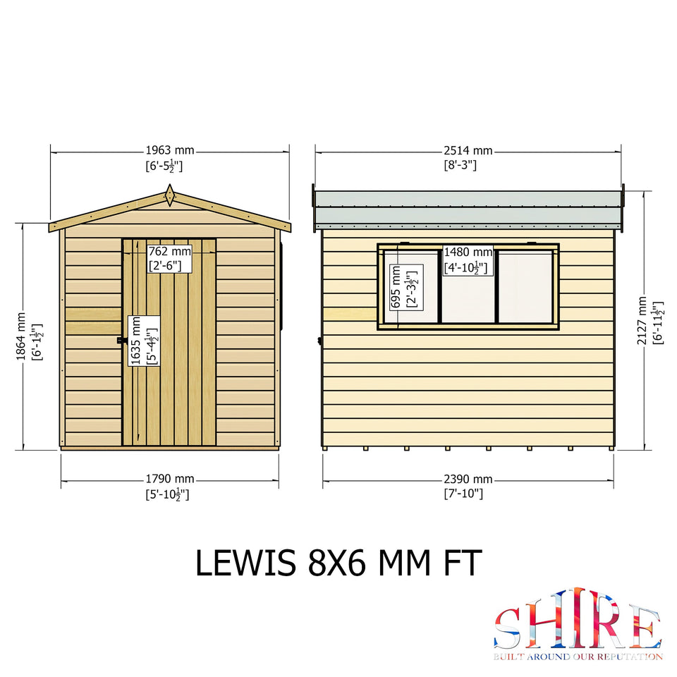 Lewis 8x6 Garden Shed 12mm Shiplap T&G