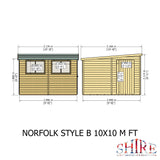 Norfolk Style B 10x12 single door 12mm Shiplap Garden Shed