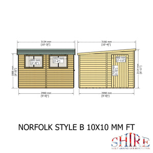 Norfolk Style B 10x12 single door 12mm Shiplap Garden Shed