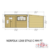 Norfolk 12x8 Double Door 12mm Shiplap Garden Shed