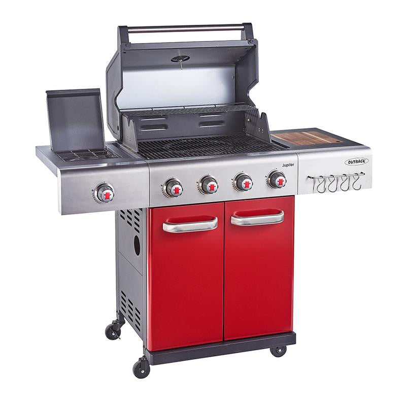 Outback Jupiter 4 Burner Hybrid BBQ - Red