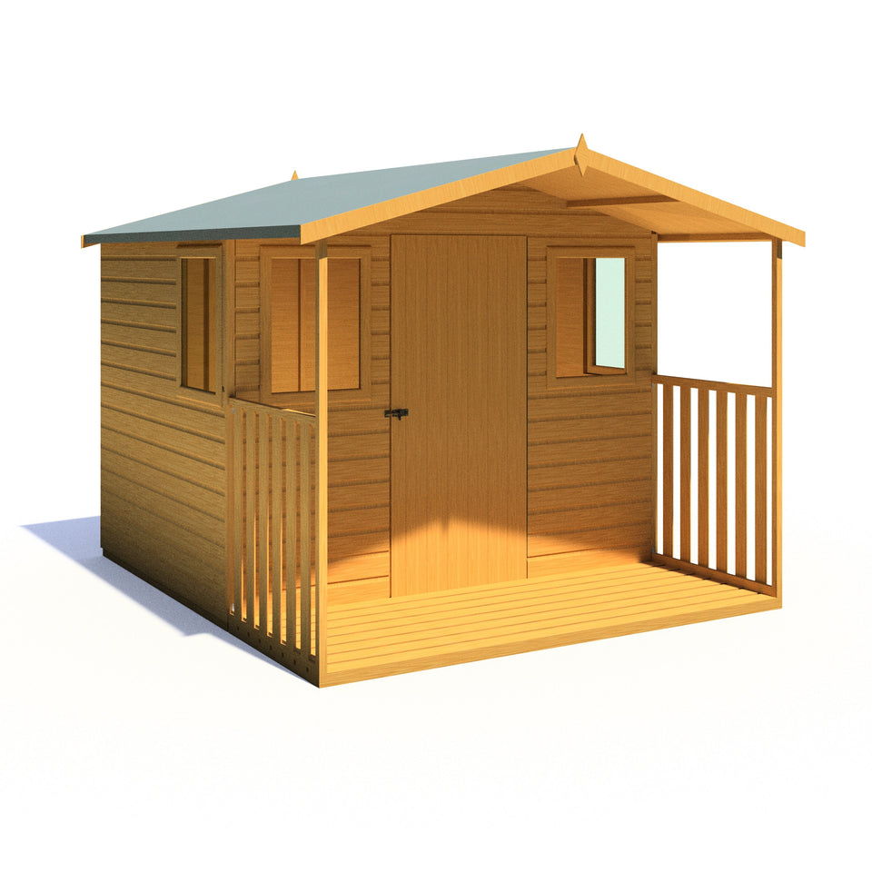 Orkney 8x9 Garden Shed with veranda 12mm Shiplap T&G