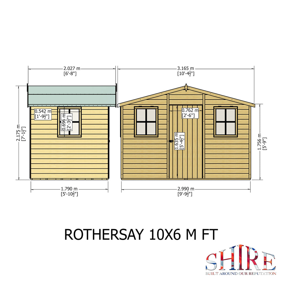 Rothesay 10x6 Garden Shed 12mm Shiplap T&G