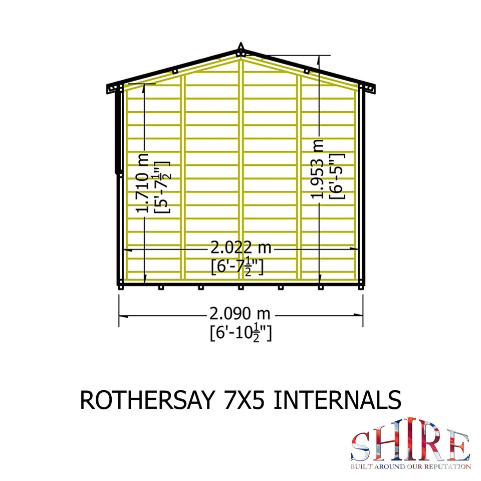 Rothesay 7x5 Garden Shed 12mm Shiplap T&G