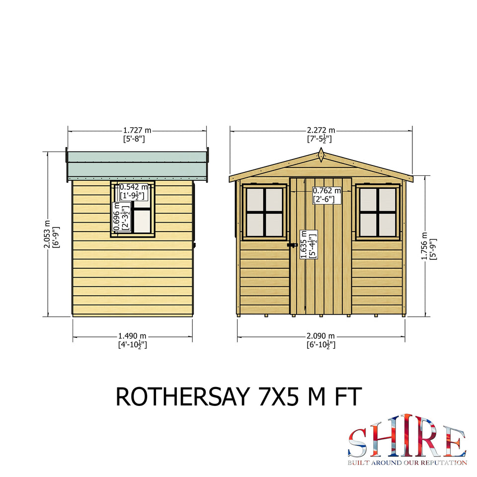 Rothesay 7x5 Garden Shed 12mm Shiplap T&G