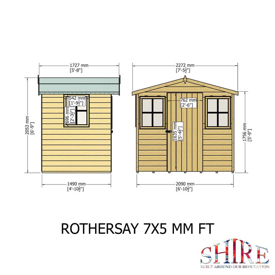 Rothesay 7x5 Garden Shed 12mm Shiplap T&G