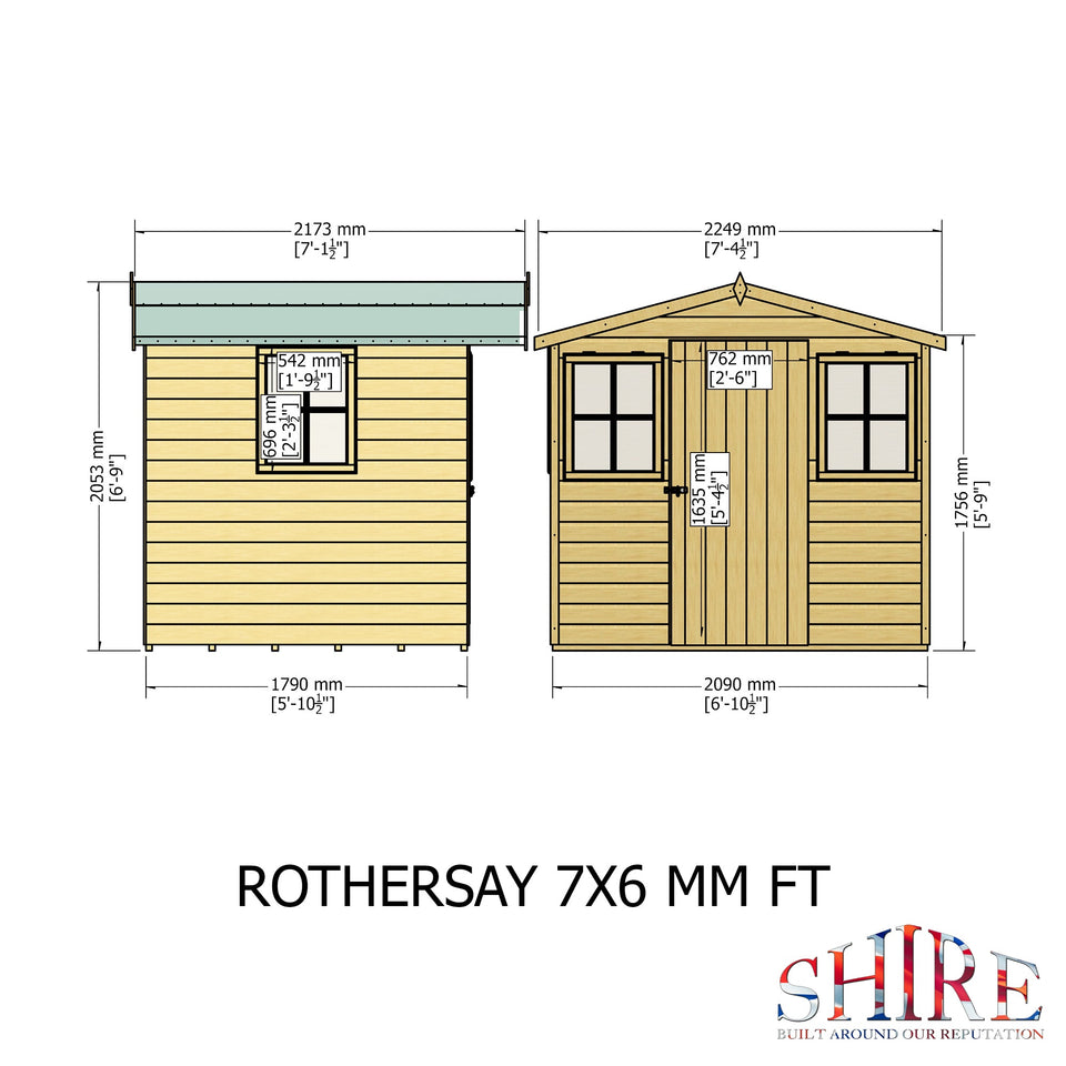 Rothesay 7x6 Garden Shed 12mm Shiplap T&G