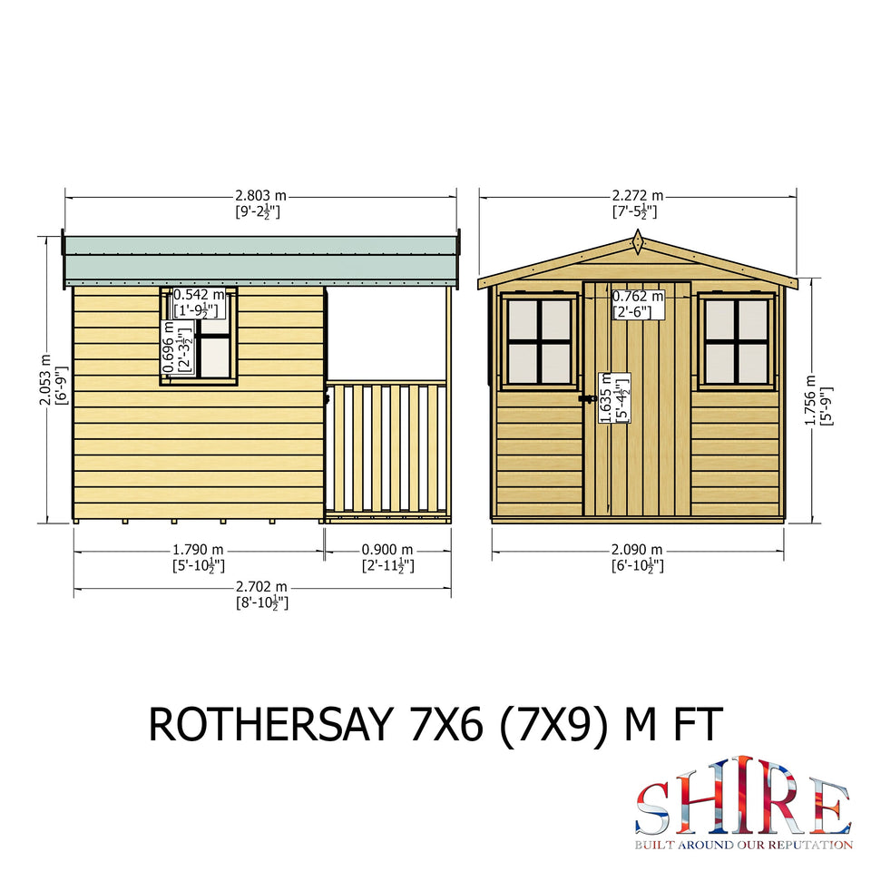 Rothesay 7x9 Garden Shed with Veranda 12mm Shiplap T&G