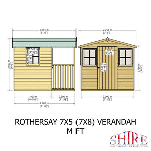 Rothesay 7x8  Garden Shed with Veranda 12mm Shiplap T&G