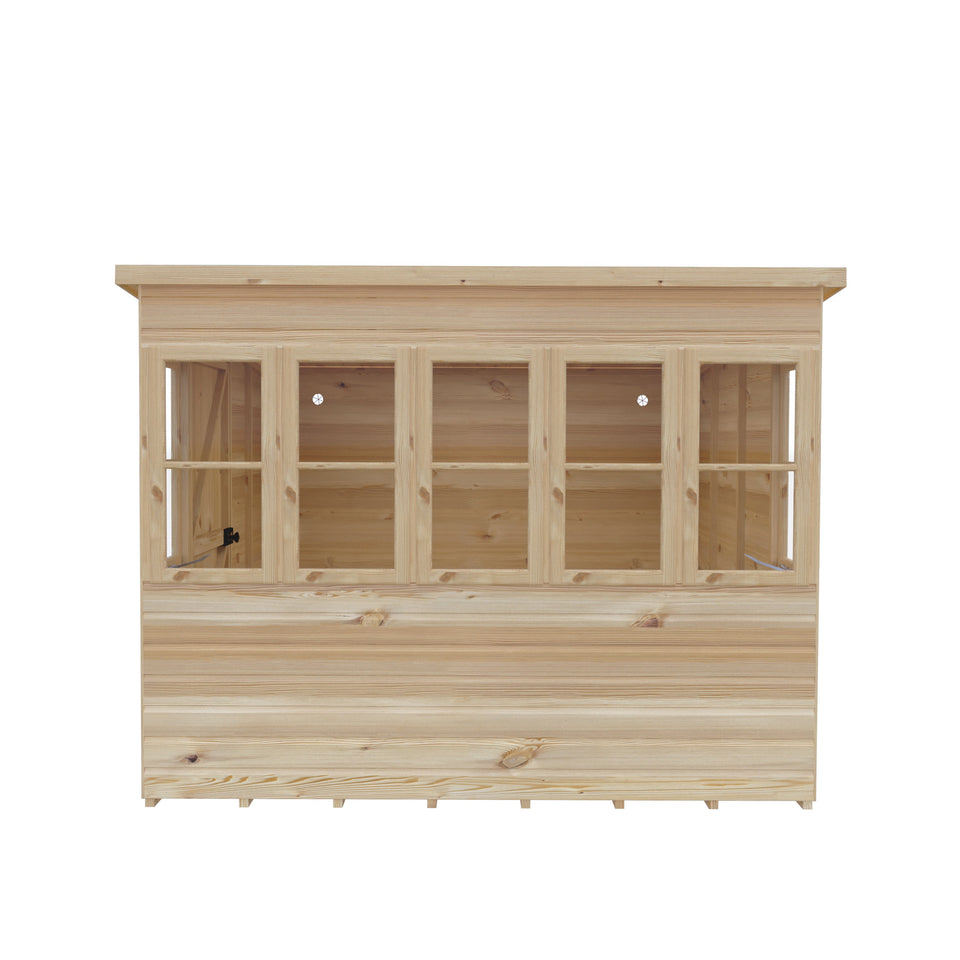 8x8 Sun Pent Potting Shed Style A Single Door 12mm Shiplap