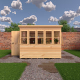 8x8 Sun Pent Potting Shed Style A Single Door 12mm Shiplap
