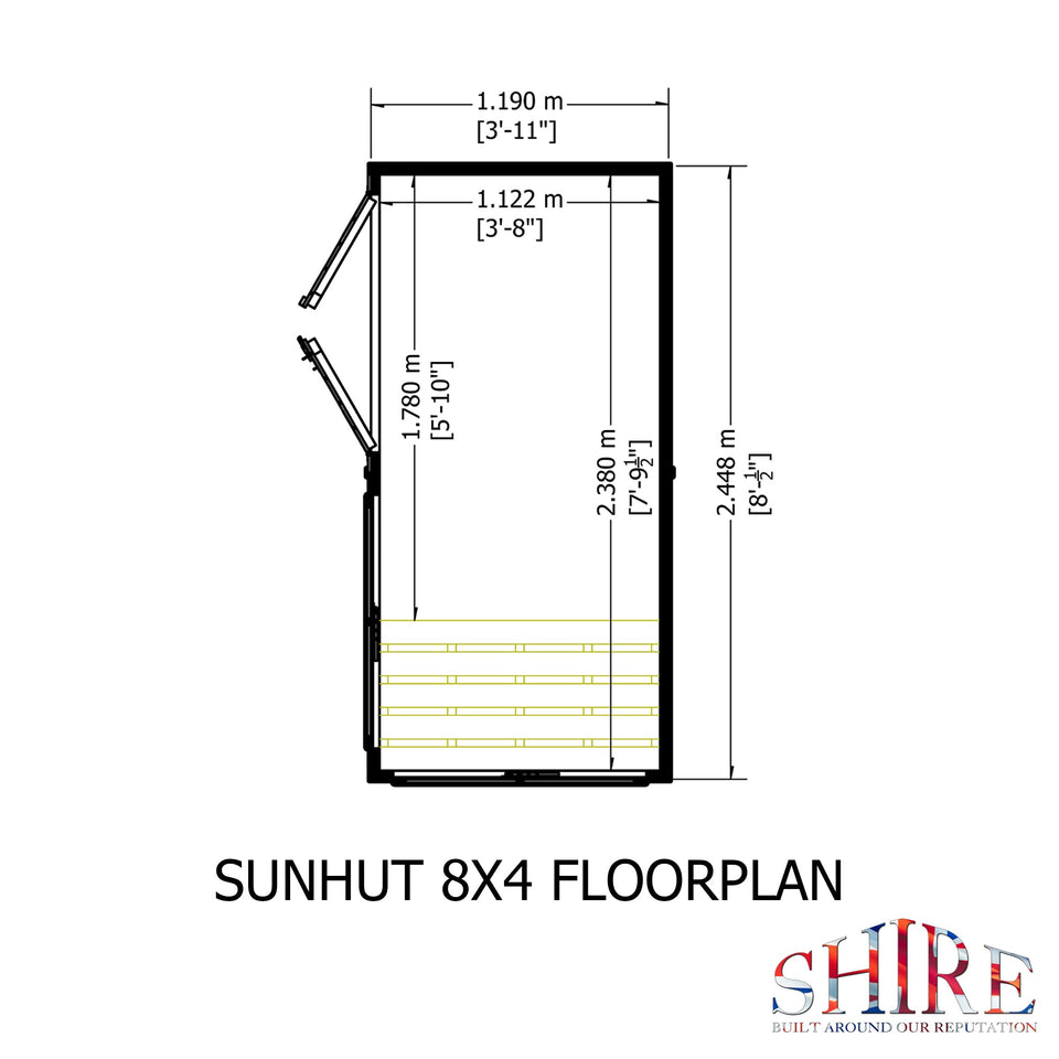8x4 Sunhut Potting Shed with double doors
