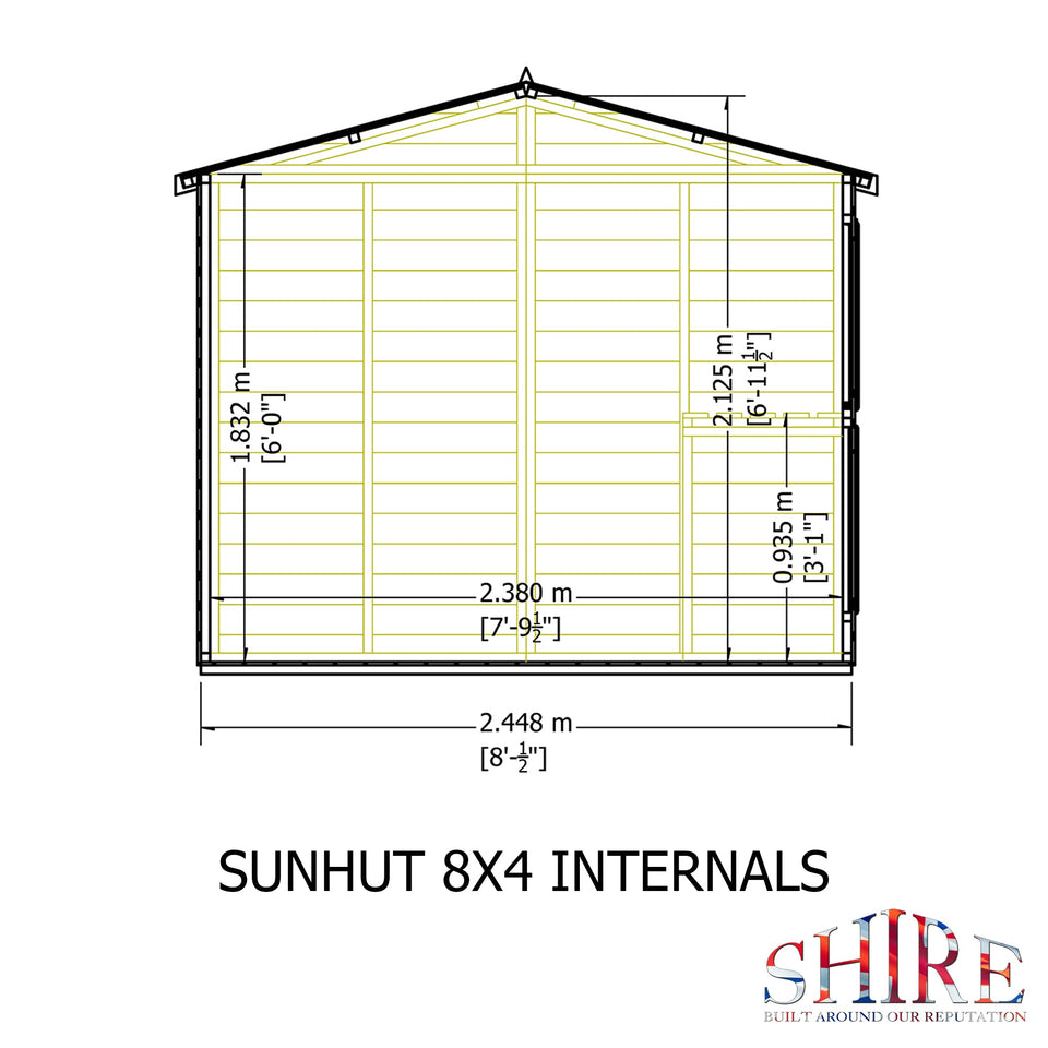 8x4 Sunhut Potting Shed with double doors