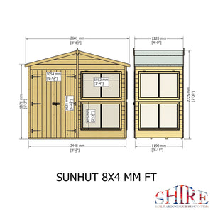8x4 Sunhut Potting Shed with double doors