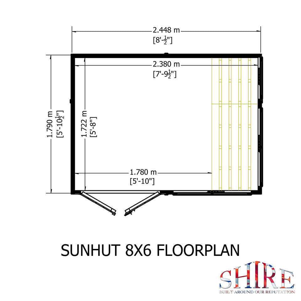 8x6 Sunhut Potting Shed with double doors