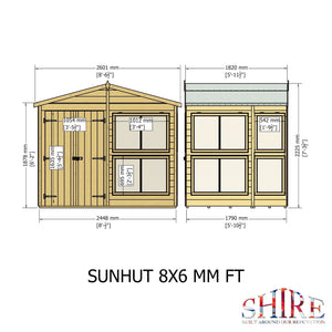 8x6 Sunhut Potting Shed with double doors