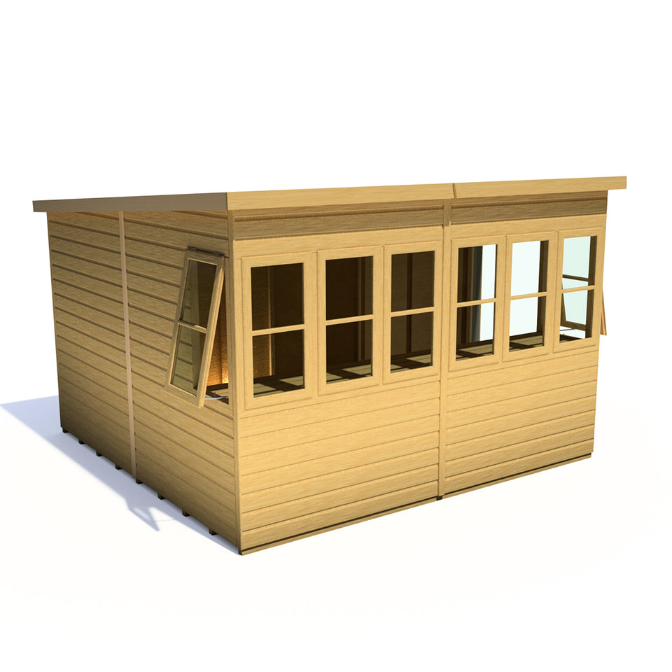 Sun Pent Potting Shed 10x10 Single Door 12mm Shiplap