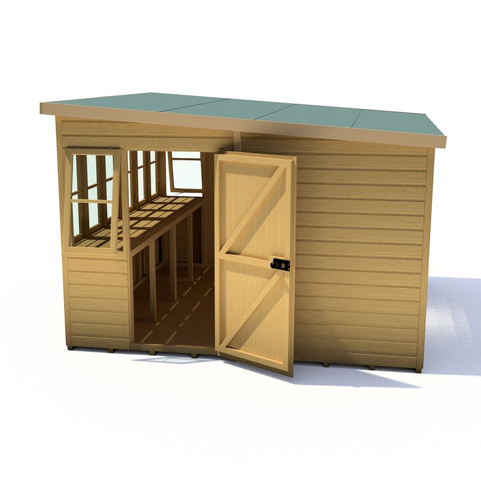 Sun Pent Potting Shed 10x10 Single Door 12mm Shiplap