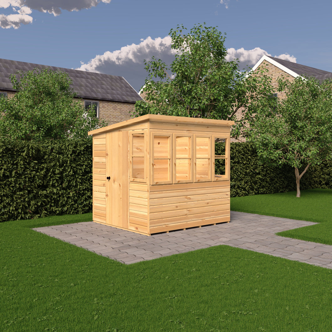 6x6 Sun Pent Potting Shed Style A 6x6 Single Door 12mm Shiplap