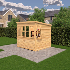 6x6 Sun Pent Potting Shed Style A 6x6 Single Door 12mm Shiplap