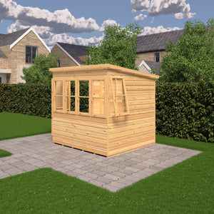 6x6 Sun Pent Potting Shed Style A 6x6 Single Door 12mm Shiplap