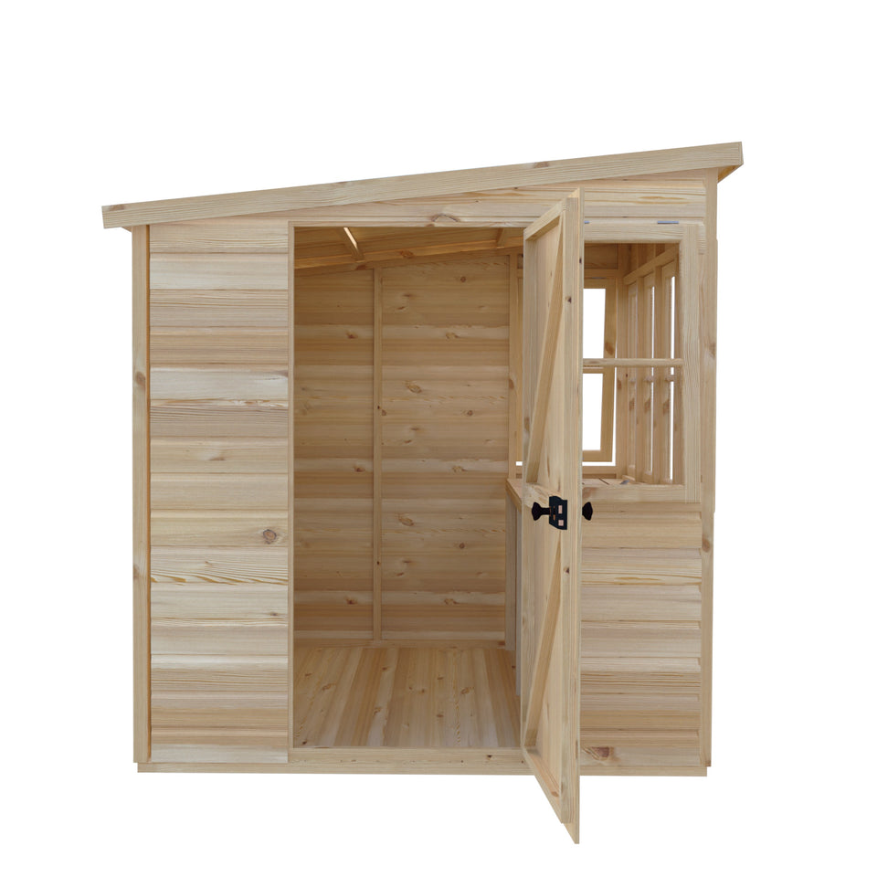 6x6 Sun Pent Potting Shed Style A 6x6 Single Door 12mm Shiplap