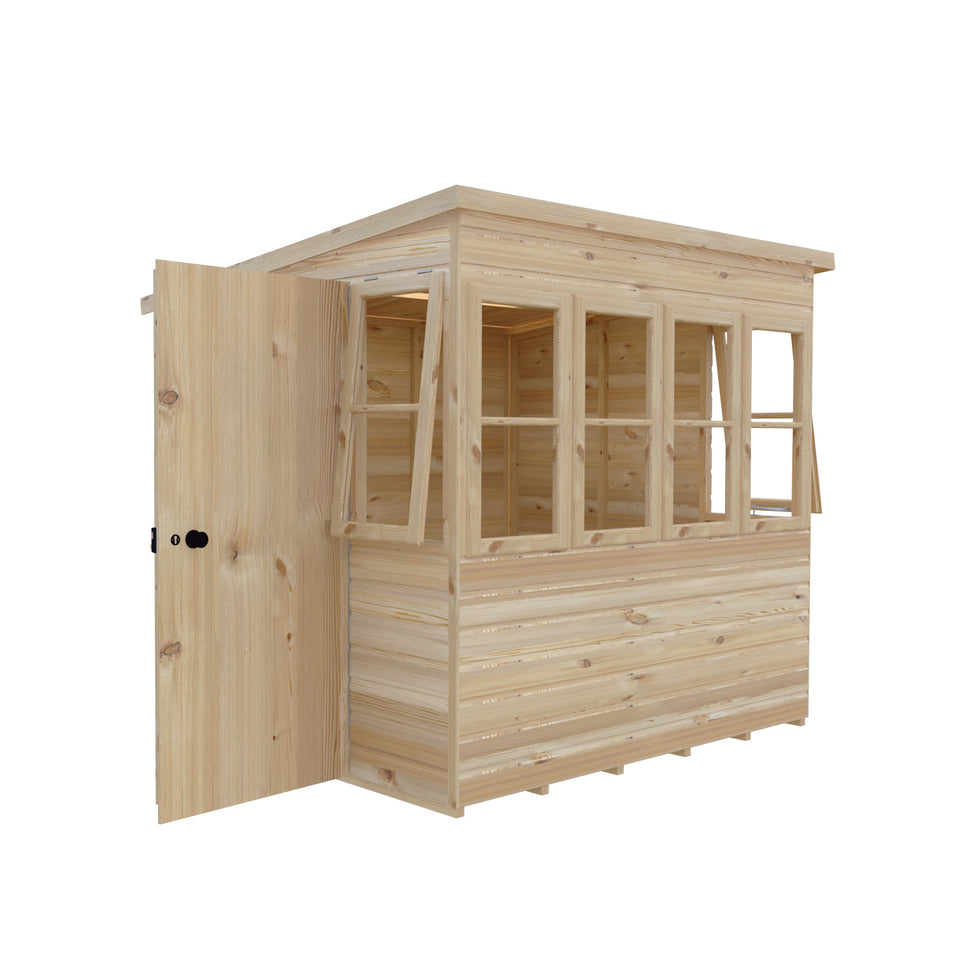 6x6 Sun Pent Potting Shed Style A 6x6 Single Door 12mm Shiplap