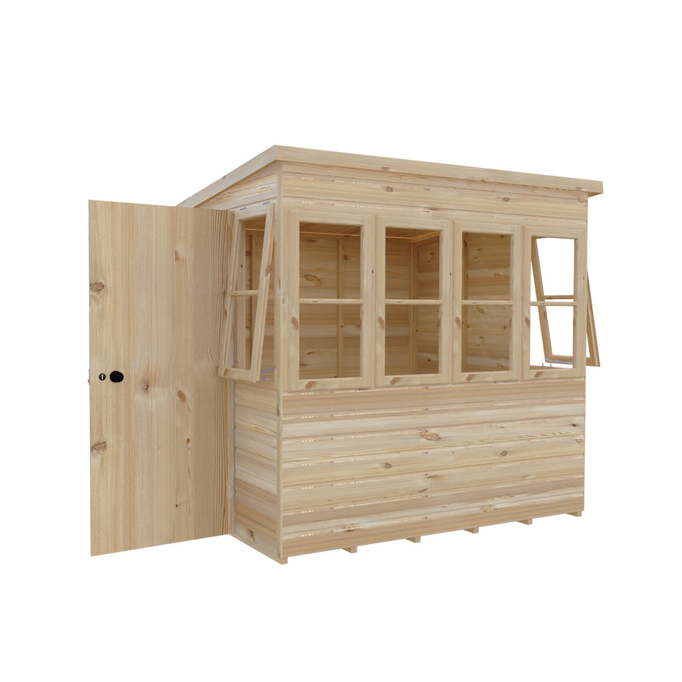 6x6 Sun Pent Potting Shed Style A 6x6 Single Door 12mm Shiplap